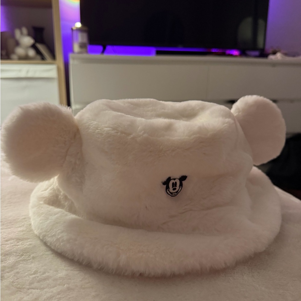 White Furry Hat with Ears